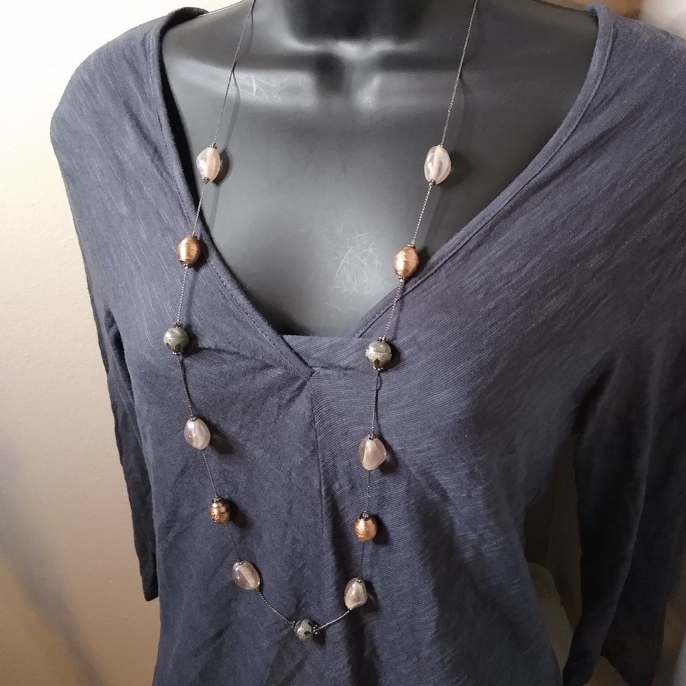 Vintage New York & Company Long Beaded Necklace Adjustable 38 To 42 Inches